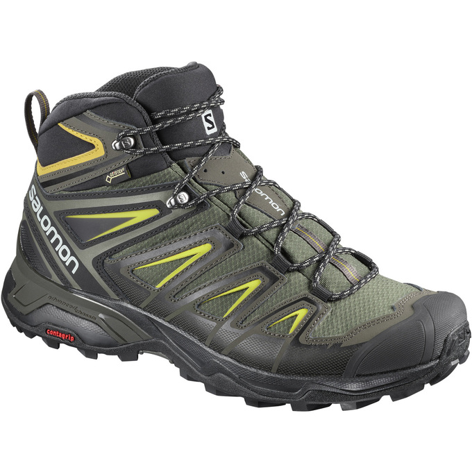 SALOMON X ULTRA 3 MID GTX® Philippines - Men's Hiking Shoes - Olive/Black | 683721-MPA